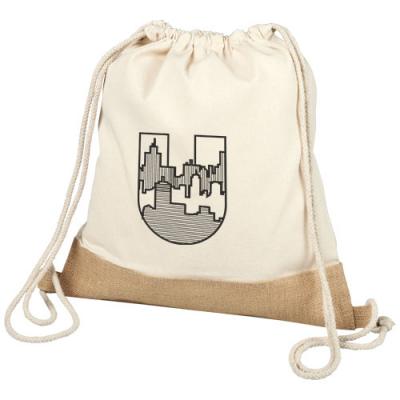 Image of Delhi cotton jute drawstring backpack